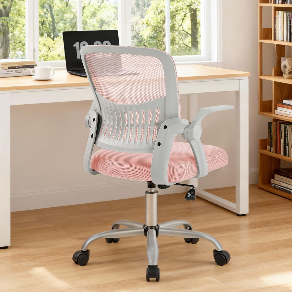 Sweetcrispy Computer Desk Chair, Home Office Chair, Lumbar Support, 23.22 Inch, Pink