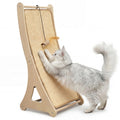 Sisal Cat Scratcher, 24" Wooden Cat Scratch Ramp, Climbing Vertical Scratch Pad with Feather Mouse Toy, Scratching Board for Indoor Cats, Scratcher Post for Couch, Wall Furniture Protector
