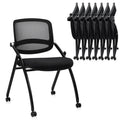 Clatina Stackable & Foldable Conference Chair with Wheels, Ergonomic Mesh Back,300lbs Capacity, Breathable Padded Seat, Armless Office Chair