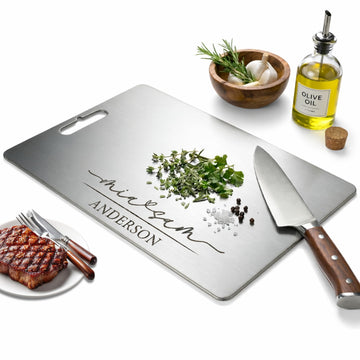 Personalized Titanium Cutting Board - Custom Engraved Couples Gift