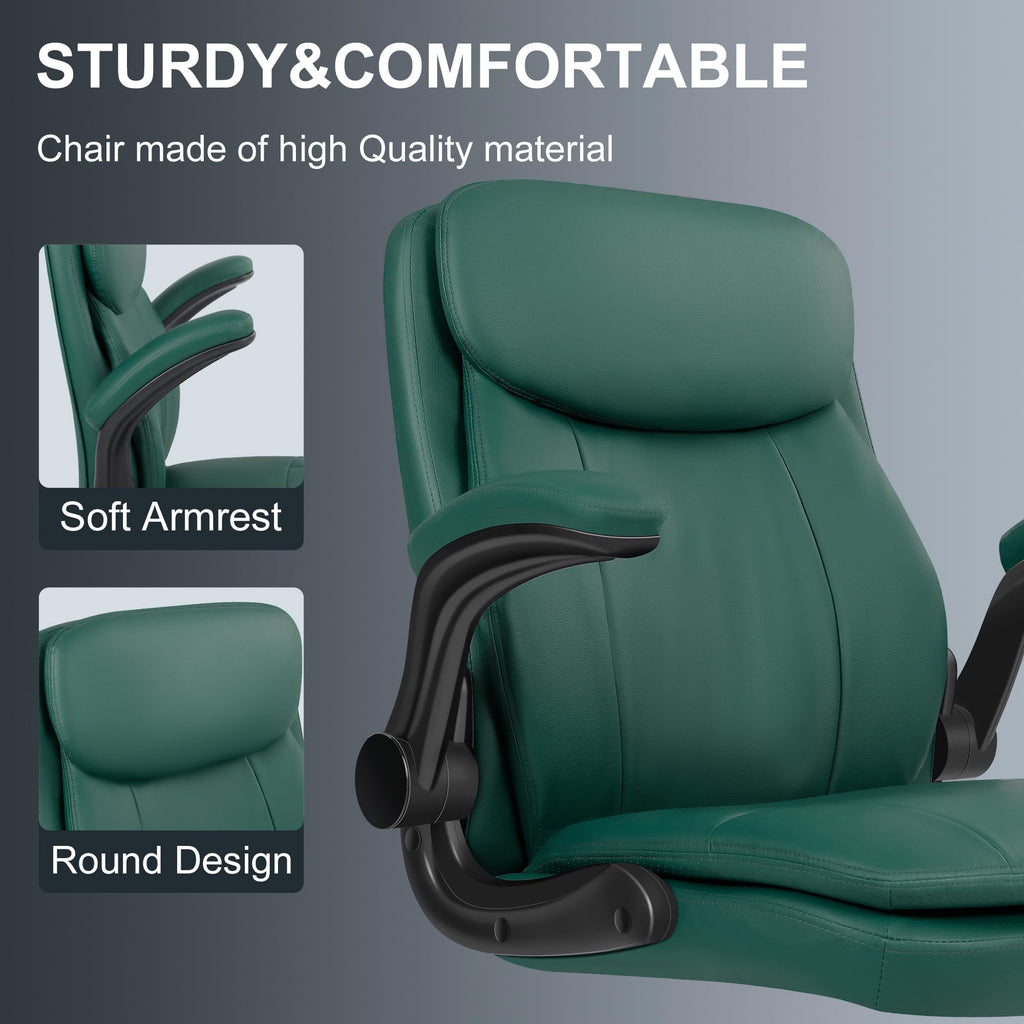 Misolant Drafting Chair, Tall Office Chair for Standing Desk, High Leather Executive Office Chair with Adjustable Height and Flip-up Armrest