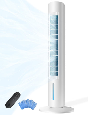 Windowless Portable Air Conditioner, 35.2" Evaporative Air Cooler for Room No Window, 7H Timer, 4 Modes, Remote Control, 140° Max Oscillating, Large Water Tank, Quiet AC Unit for Bedroom, White