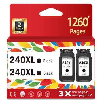 240XL Ink Cartridges Replacement for Canon 240 XL Black Pack for PG240 PG-240XL with Printer PIXMA MG3620 MG3600 TS5120 MG3520 TS5100 MG3500 MG3120 MG3220 MX452 MX532 MG2120 MX472 MX512 MG2220 MG3222