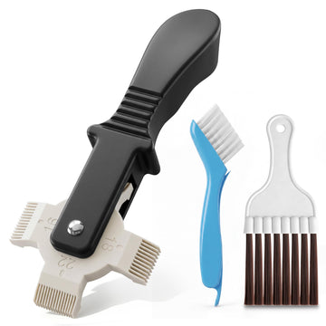 Feekoon 3PCS AC Fin Comb Kit, AC Fin Straightening Tool with Condenser Cleaning Brush and Coil Detail Brush, Air Conditioner Condenser Comb for HVAC, Radiator and Refrigerator