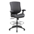 Boliss 400lbs Ergonomic Drafting Chair Mid Back Premium Leather, Black Leather