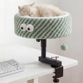 Cat Desk Bed, Height Adjustable 360° Rotating Desk Mounted Cat Bed, 2-in-1 Cat Desk Perch Hammock, Desk Cat Bed Attachment with Washable Cushion for Most Cats (Green)