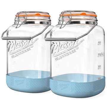 Dwbligt 1.5 Gallon Large Glass Jar with Airtight Hinged Lid, Square, 192 Oz