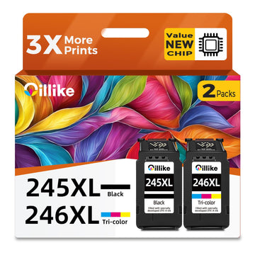 245XL 246XL Combo Pack Compatible Replacement for Canon Ink 245 and 246 PG 245 XL CL 246 XL PG245 CL246 for PIXMA TR4520 MX490 MG2522 MX492 TR4522 TR4500 TS3122 MG2520 Printer Black Color 2 Pack