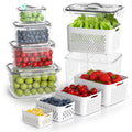 Fruit Storage Containers for Fridge - 5 Size Berry Containers for Fridge Keep Fresh with Colanders and Vent Handle Lids, Clear Vegetable Storage Containers for Refrigerator, Lettuce Keeper