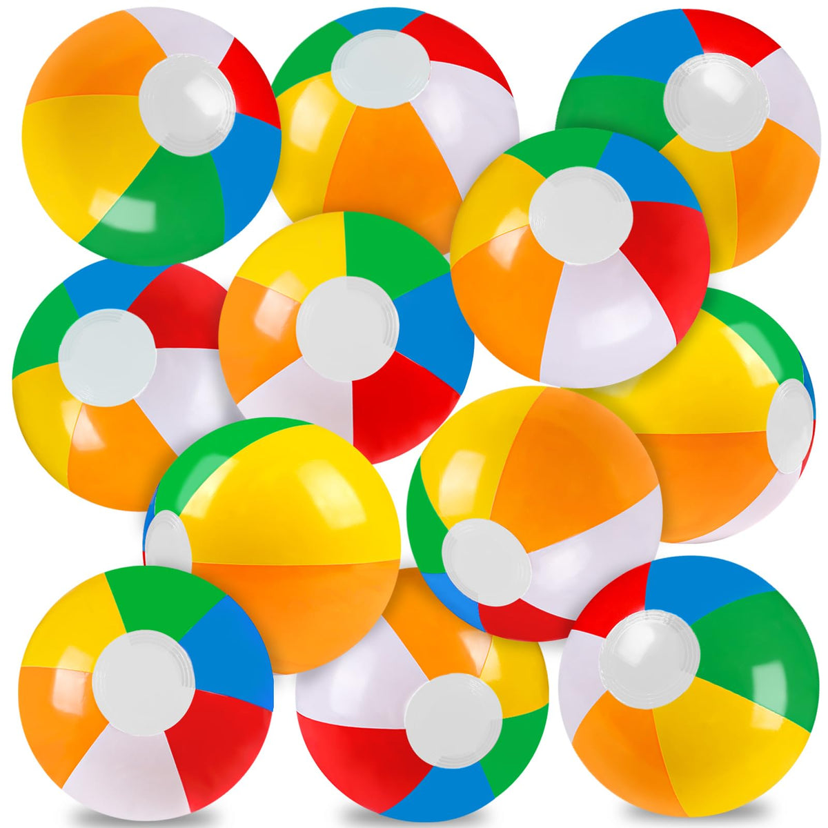 Vellibring 12" Summer Inflatable Beach Balls Bulk Rainbow Color Swimming Pool Water Games Toys for Kids Summer Beach Party Favor