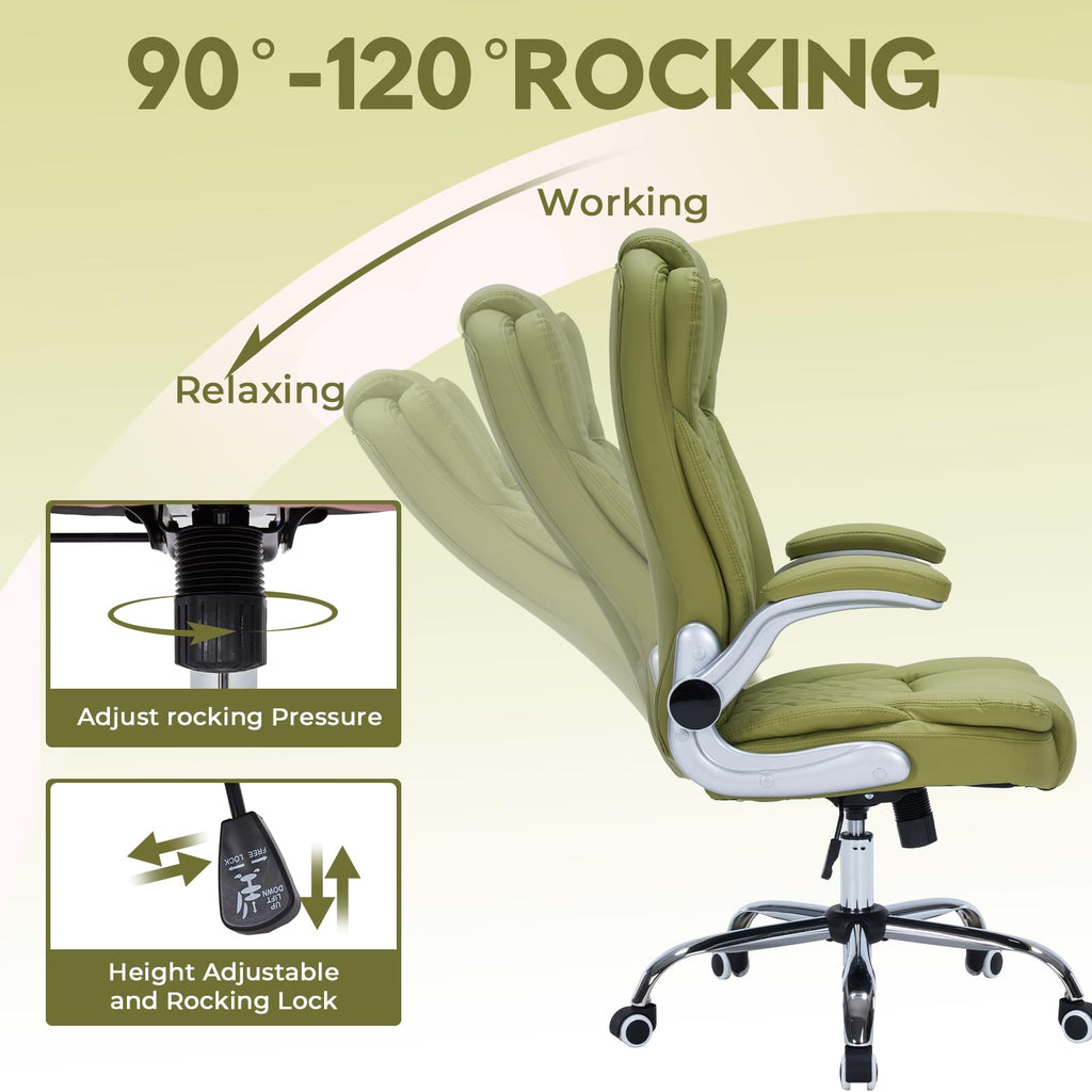400lbs Executive Office Chair with Flip-up Armrests, Big and Tall Computer Chair for Heavy People, Heavy Duty Ergonomic Comfy Chair, Breathable
