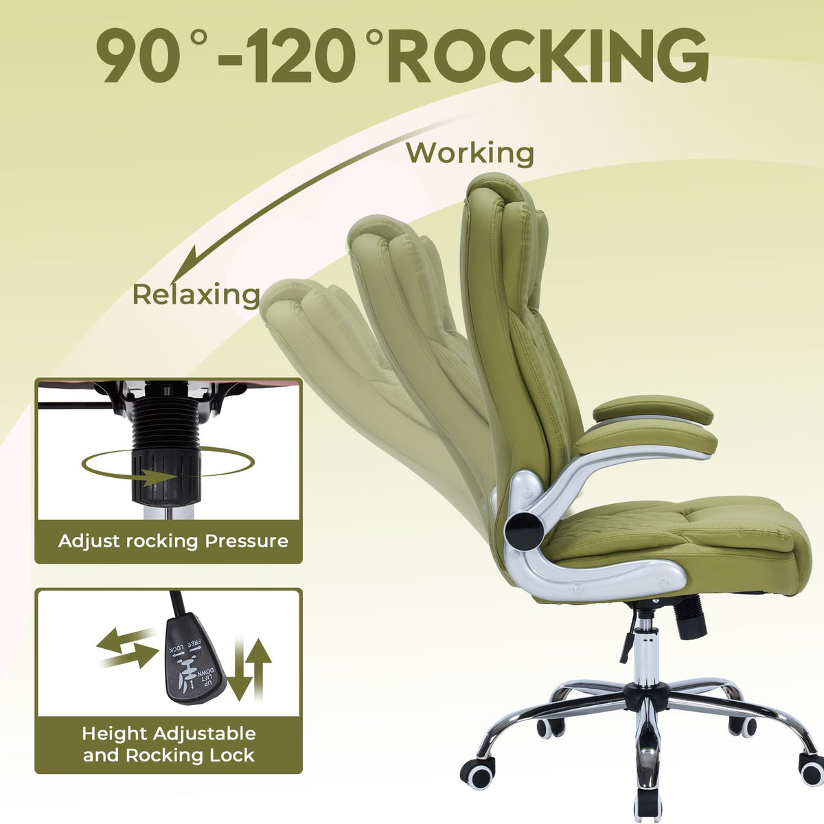 400lbs Executive Office Chair with Flip-up Armrests, Big and Tall Computer Chair for Heavy People, Heavy Duty Ergonomic Comfy Chair, Breathable