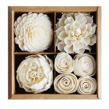 plawanature 4 Mixed Sola Flower Eco-Friendly Fragrance Diffuser, Handmade Thai Wood Flowers for Home Scenting and Wellness Decor