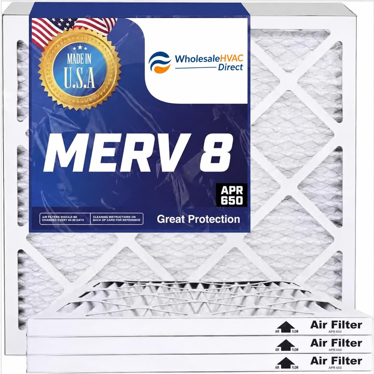 16x19x1 Air Filter (MERV 8) (4-Pack) King Dust & Allergy Control AC Furnace Filters, MADE IN USA, HVAC, Pleated, Electrostatic (Actual Size: 15.5 x 18.5 x .75)