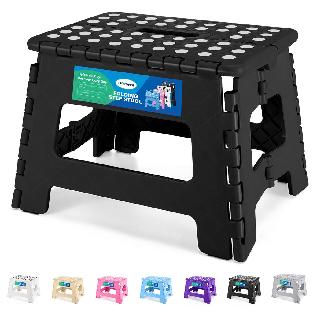 Dyforce 16 Inch Folding Step Stool 400lbs Capacity Sturdy Plastic Foldable Step Stools for Adults & Kids Stepping Stool with Handle Easy to