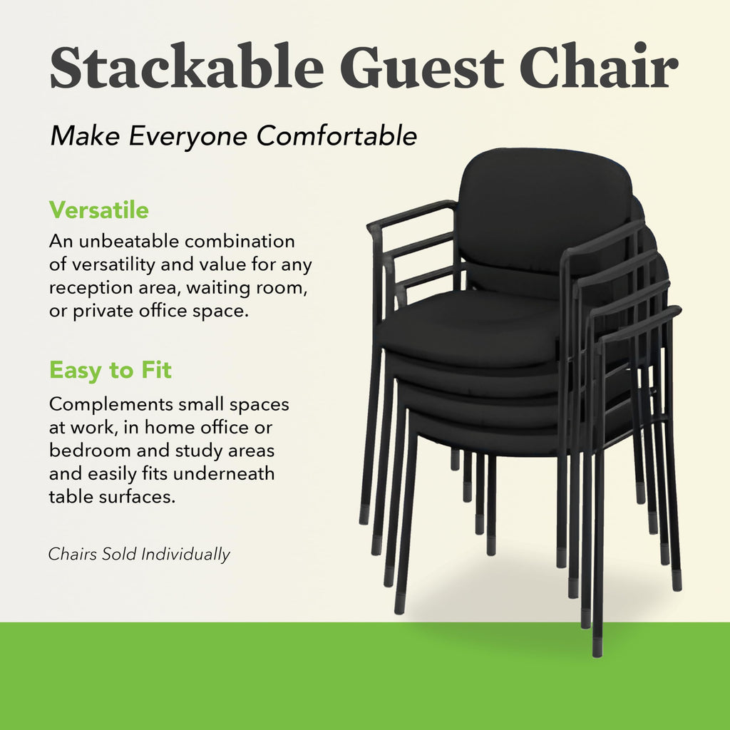 Hon Scatter Guest Chair with Arms, Fabric Office Chairs, Black, Black - Fabric Back - with Arms