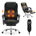Malol Massage Office Chair with Heat and Footrest - 3-level 65°c Targeted Heating, 20-min Easy Assembly Leather Desk Chair, Big and Tall