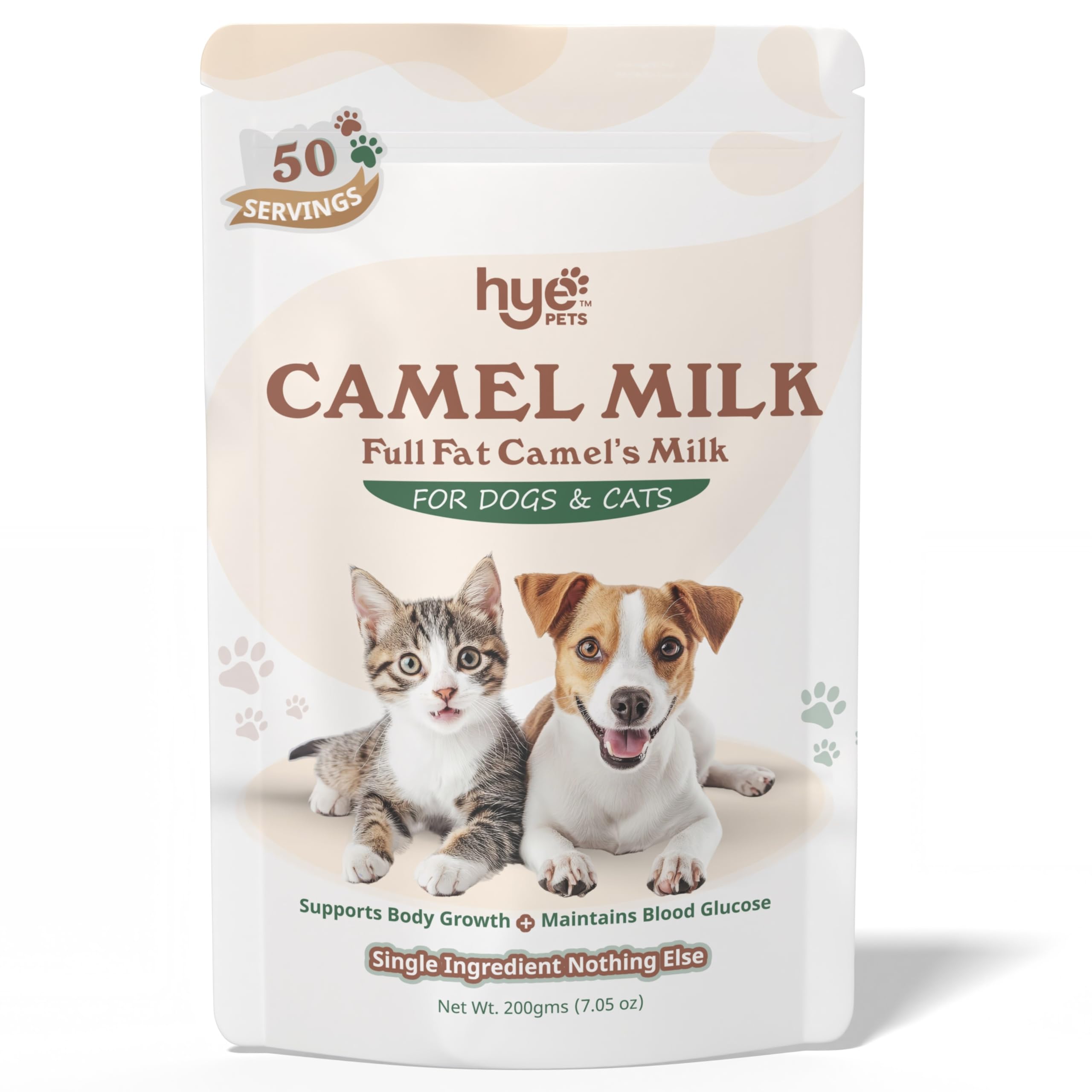 HYE Pets Full Fat Camel Milk Powder for Dogs & Cats, Support Body Growth and Maintain Blood Glucose, 7.05 Oz