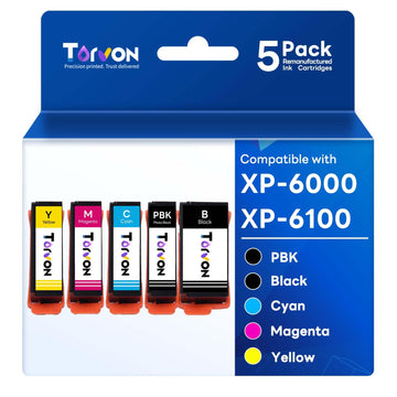 Remanufactured Ink Cartridge Replacement for Epson 302XL 302 XL T302 T302XL Ink Cartridges Multipack Compatible with Epson XP-6100 XP6100 XP-6000 XP6000 Printer(5 Pack, PBK/BK/C/M/Y)