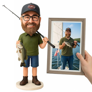 BobbleMy Custom Bobblehead, 6/7/8 inch Personalized Bobble Heads Fisherman
