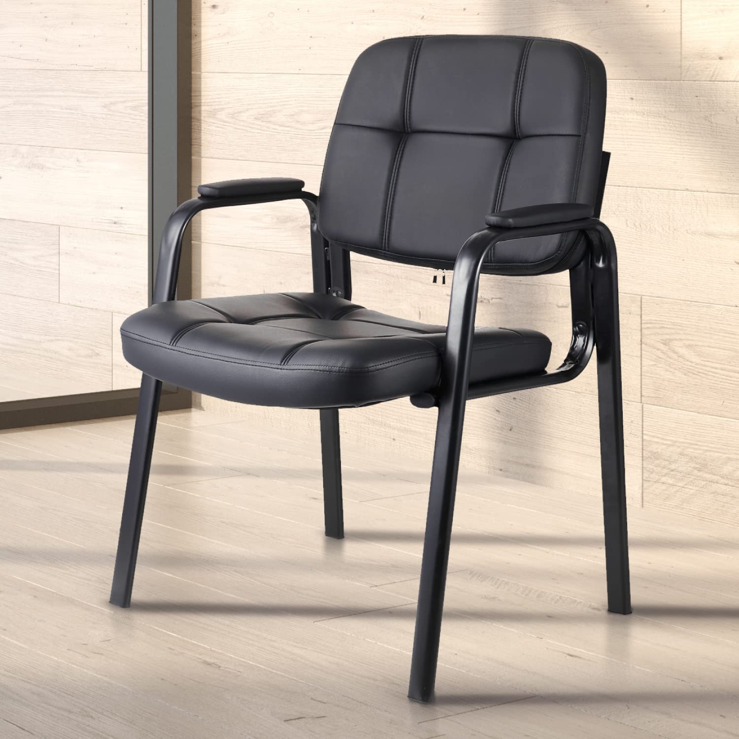 Clatina Classic Reception Chair with Padded Armrests and Sturdy Steel Frame, Ergonomic Guest Chair for Office Conference Waiting Meeting Room,