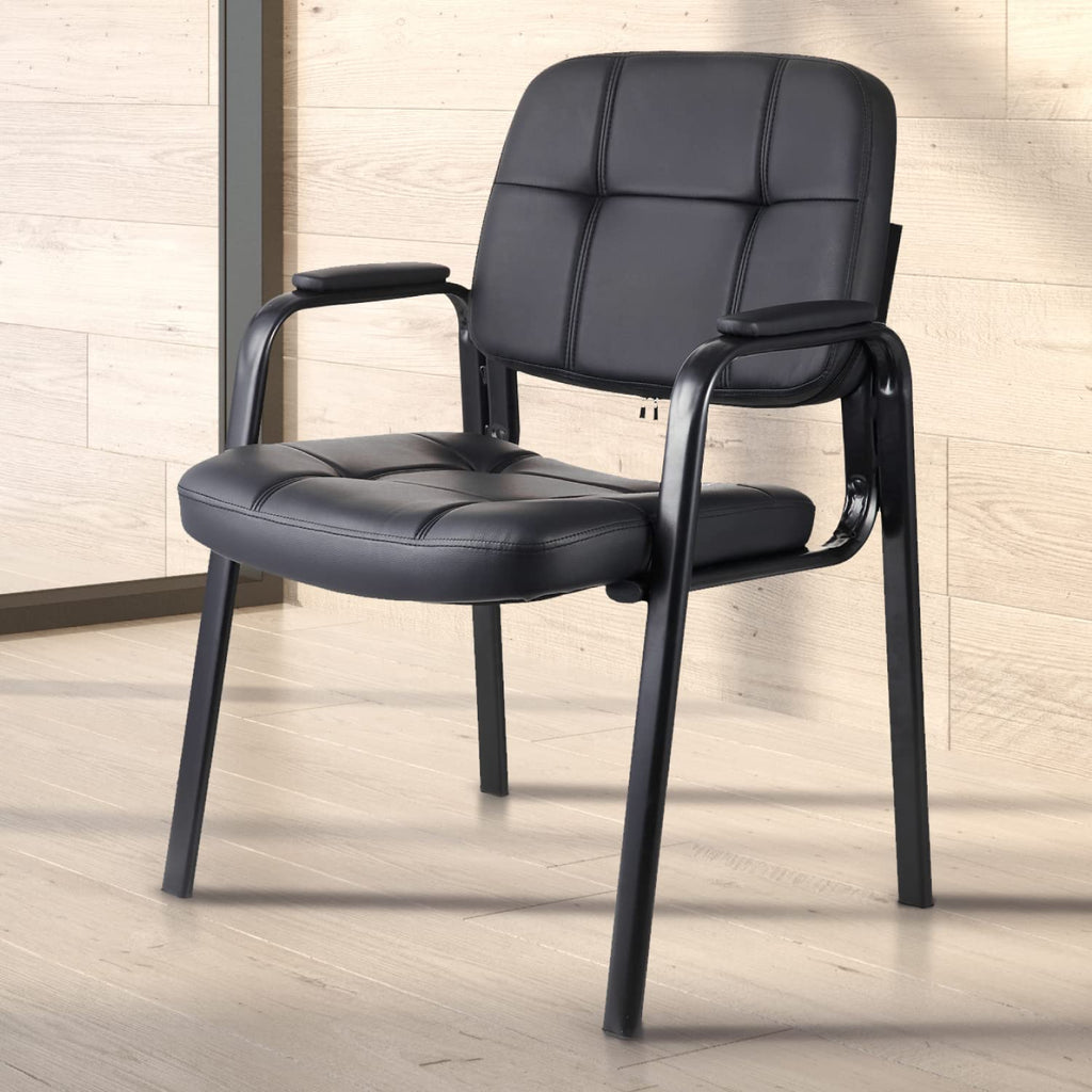 Clatina Classic Reception Chair with Padded Armrests and Sturdy Steel Frame, Ergonomic Guest Chair for Office Conference Waiting Meeting Room,
