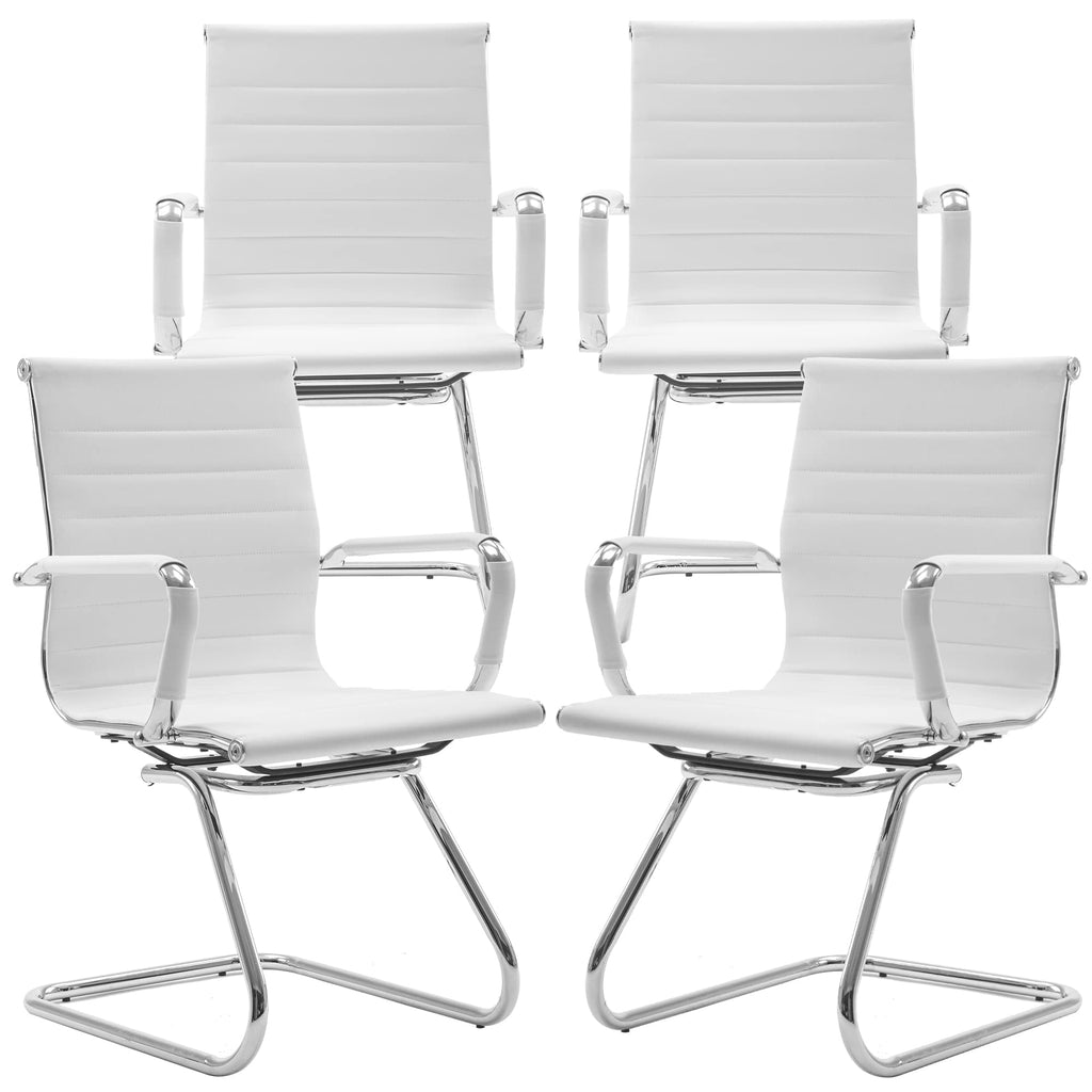 Dm Furniture Conference Room Chairs Set of 4, Waiting Room Chairs with Arms, Faux Leather Reception Chairs No Wheels, Office Guest Chairs with