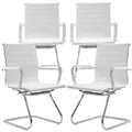Dm Furniture Conference Room Chairs Set of 4, Waiting Room Chairs with Arms, Faux Leather Reception Chairs No Wheels, Office Guest Chairs with