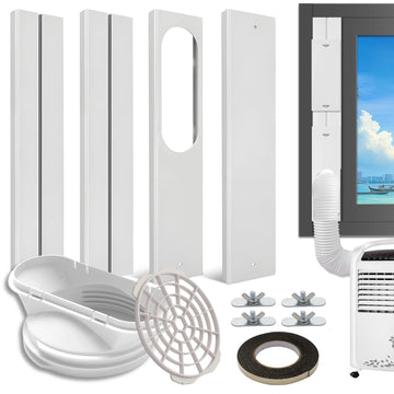 Portable AC Window Vent Kit for Sliding Windows, Adjustable 17"-62" Seal Kit with 2-in-1 Coupler for 5.1"/5.9" Hose, Hose Not Included, Anti-Leak Seal