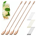 4 Pcs Rose Gold Bar Spoons Cocktail Mixing Spoon Set – Stylish Stainless Steel Stirring Spoons with Elegant Twisted Spiral Handle – Ideal for Cocktails, Iced Tea, Coffee, and Iced Latte | Sugar Spoon