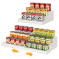 Expandable Bamboo Can Rack Organizer for Pantry, 3-Tier Adjustable Can Storage for Kitchen Cabinets, Soda & Canned Goods Holder for Pantry Organization, Holds Up to 24 Cans, White (Patent Pending)