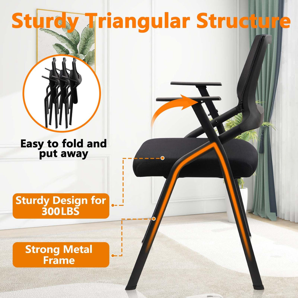 Clatina Tablet Arm Chair with Caster Wheels Mesh Guest Nesting Stacking for Office School Classroom Training Conference Waiting Room Black 2 Pack
