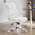 Fmolat Ergonomic Home Office Chair Fabric Comfy Computer Chair, White, 19.7"W x 19.5"D x 39"-42"H