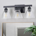 Dalouguan 3-Light Bathroom Vanity Light, Black Modern Bathroom Lighting Fixtures with Clear Glass Shade, Farmhouse Wall Sconces for Mirror Kitchen Bedroom Living Room