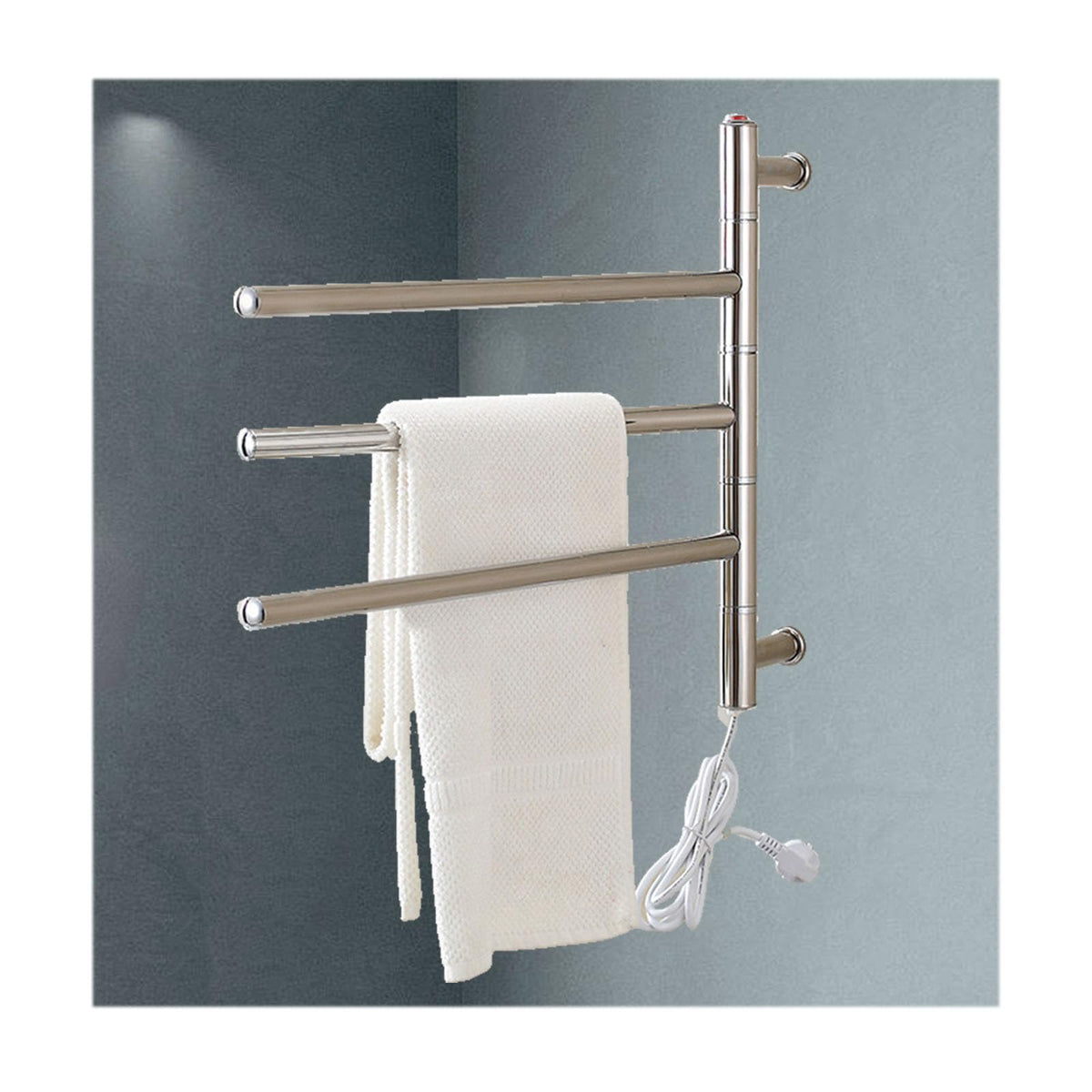 Electric Heated Towel Rack for Bathroom - Stainless Steel Constant Temperature Swivel Wall-Mounted Design Plug-in Towel Warmer Drying Rack for Towels and Clothes