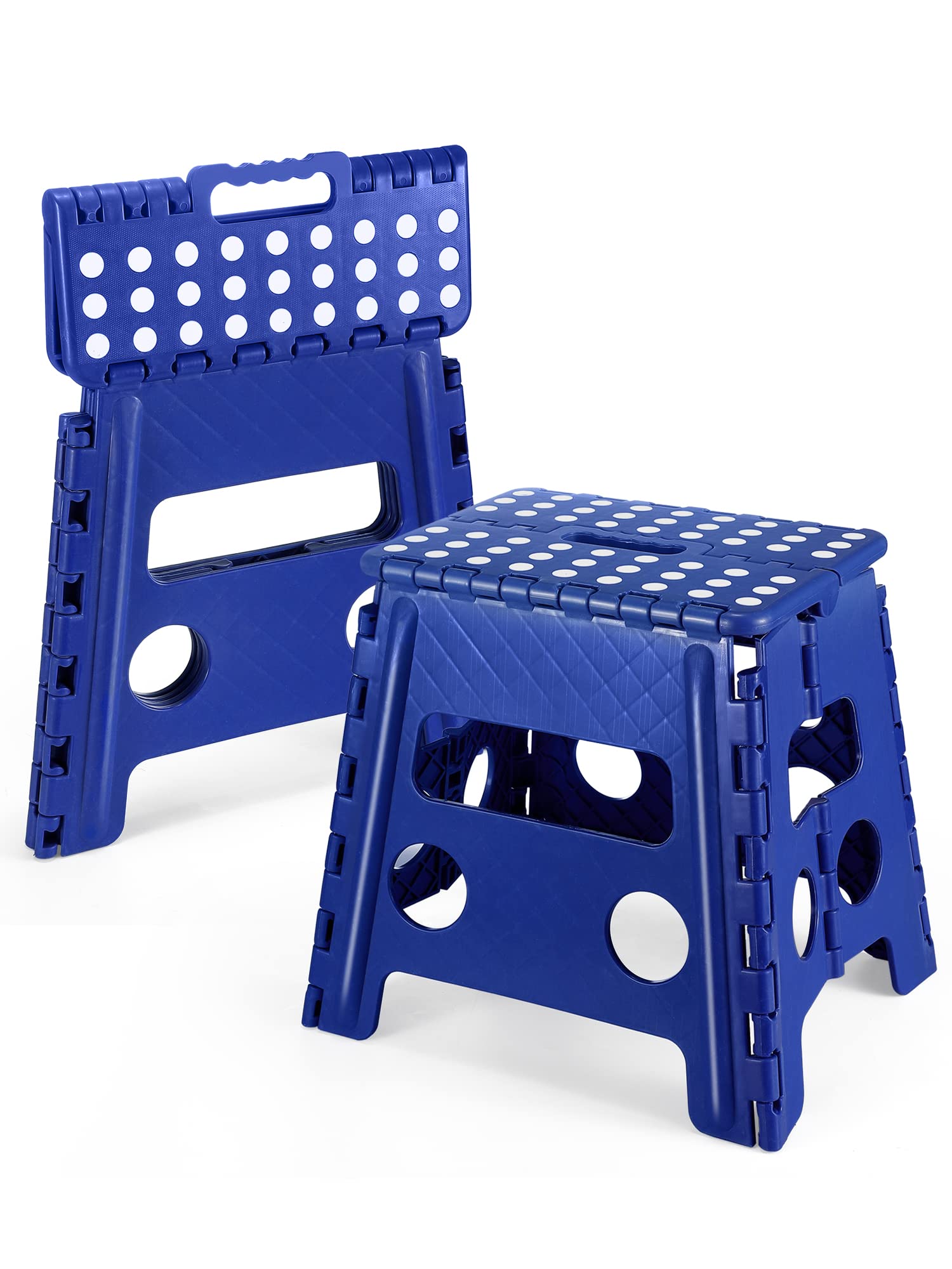 Dyforce Non-slip Folding Step Stool - 13 Inch Height Heavy Duty Foldable Stool for Adults Kids, Plastic Step Stool Camping Stepping Stool - Blue