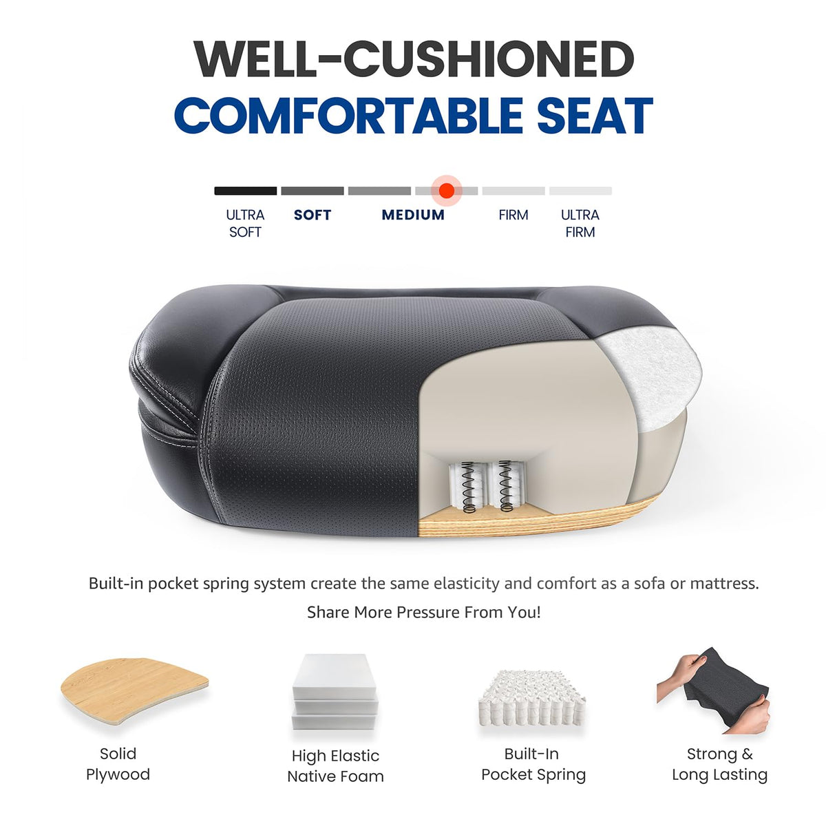 Ergonomic Mid-back Premium Faux Leather Adjustable Drafting Chair with Multi-function Arms and Foot Ring, Standing-desk Matched Tall Swivel