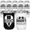 12 Pack Bachelor Party Can Cooler Sleeves, Black & White Groom's Drinking Team Insulated Neoprene Drink Sleeves, Perfect Groomsman Gifts Favors for Bachelor Party Proposal Wedding, 12 oz Standard
