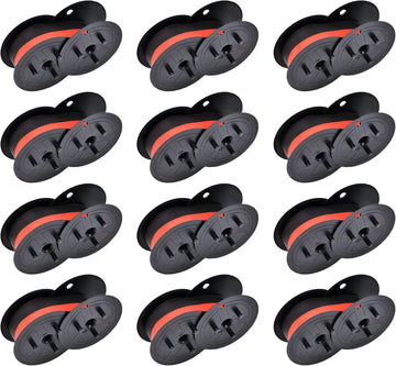 Calculator Ribbon Red/Black, 12 Pack, 18ft x 0.5 in, Twin Spool | Calculator Ribbons, Compatible with Canon, Sharp and More; Fade-Resistant Ink, Crisp Print Lines; for Office and Home Use