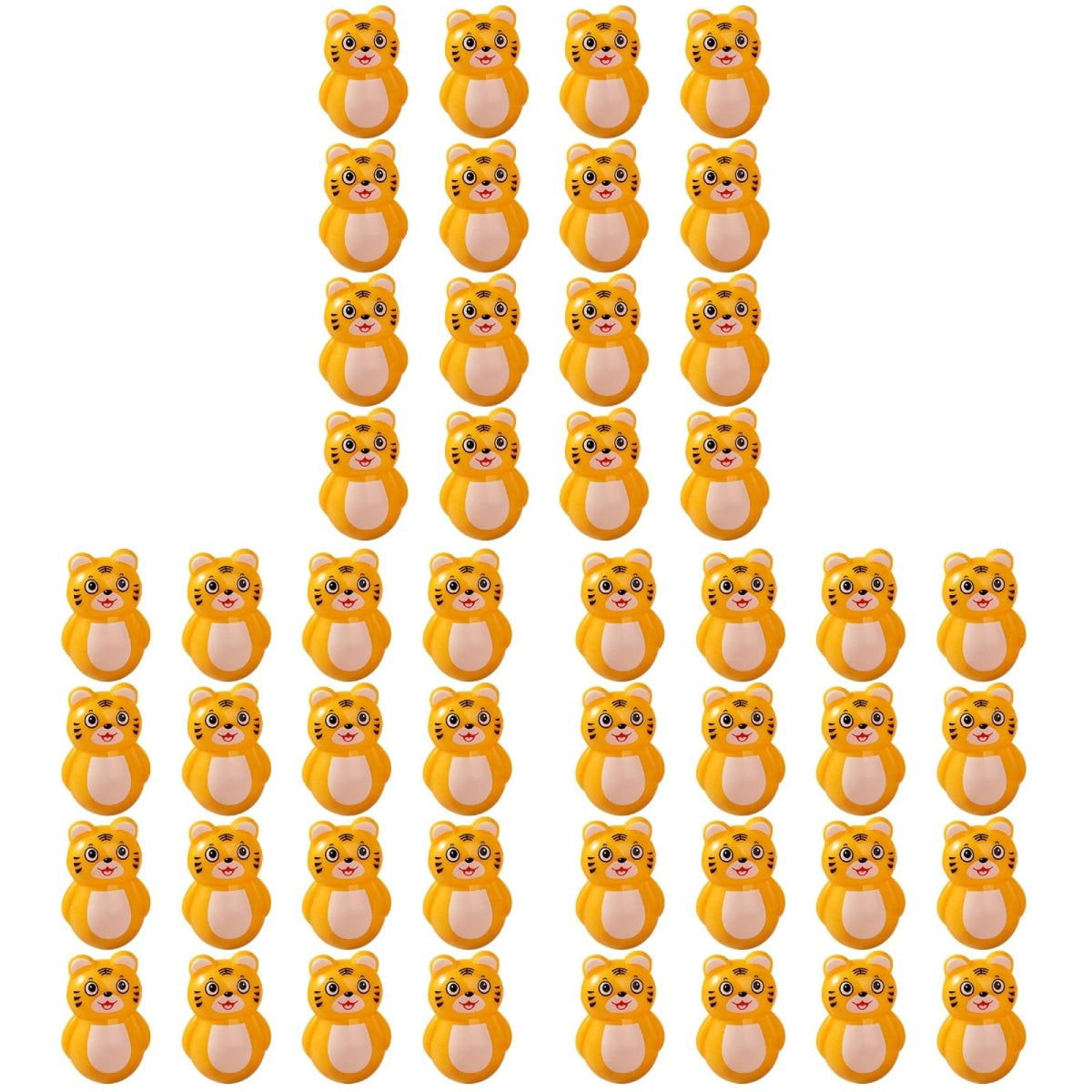 Toyvian 48 Pcs Tumbler Little Tiger Garden Statue Mini Wobble Toy Bonsai Decor New Year Lucky Mascot Spring Festival Zodiac Ornament Cars Toy Tiger Ornaments Plastic Household Model Child