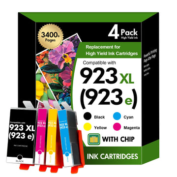 923 923XL 8130e Ink Cartridges Combo Pack with Chip: Replacement for HP 923e 923XL 923 Ink Cartridges for HP Printer OfficeJet Pro 8130e 8135e 8139e 8138e 8122e 8120 8124e 8125e 8130 8132e 8134e