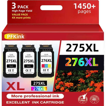 275XL 276XL Ink Cartridges Combo Pack for Canon, PG-275XL CL-276XL Replacement Compatible with PIXMA TS3500 TS3520 TS3522 TS3700 TS3720 TS3722 TR4700 TR4720 TR4722 TR4723 (2 Black 1 Tri-Color)