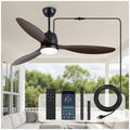 52" Outdoor Ceiling-Fan with Light: Plug-in Waterproof Hanging Fans, App/Remote Control, Reversible 6-Speed Quiet DC Motor, 3CCT, for Patio Porch Pergola