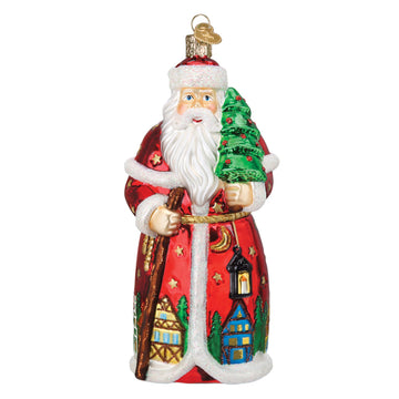 Old World Christmas German Santa Glass Blown Ornament for Christmas Tree, Handcrafted Holiday Decoration, Santa Collection