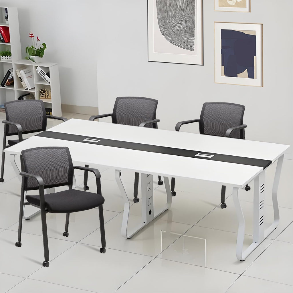 Clatina Mesh Back Guest Reception Arm Chairs with Wheels, Waiting Room Chairs with Upholstered Fabric Seat and Ergonomic Lumbar Support for