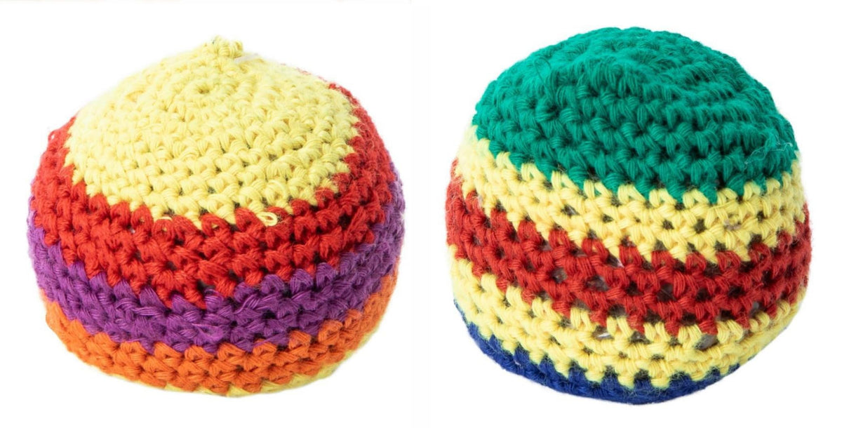Lot of 2 Multicolor Footbags, Foot Sacks, Hackeys, Hackys, Kick Bags, Designs May Vary.