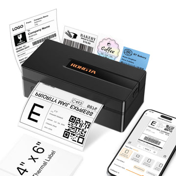 Rongta Bluetooth Thermal Shipping Label Printer: 4x6 Wireless Label Maker for Small Business - Compatible with Windows, Mac, iPhone& Android, Widely Used for Amazon Shopify Etsy(Black)