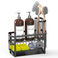 Kitchen Sink Organizer Caddy, 2 Tier Sink Caddy Organizer with High Brush Holder, Rust-Proof Countertop Rack (Black 10.6 * 4.3 * 5.7") for Kitchen Accessories & Dish Brushes