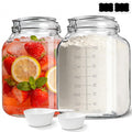 1.1 Gallon Wide Mouth Glass Canisters with Airtight Lids & Measurement Marks (2-Pack) – Includes 2 Measuring Scoops & Labels, Food Storage Jars for Flour, Sugar & Baking Supplies | BPA-Free