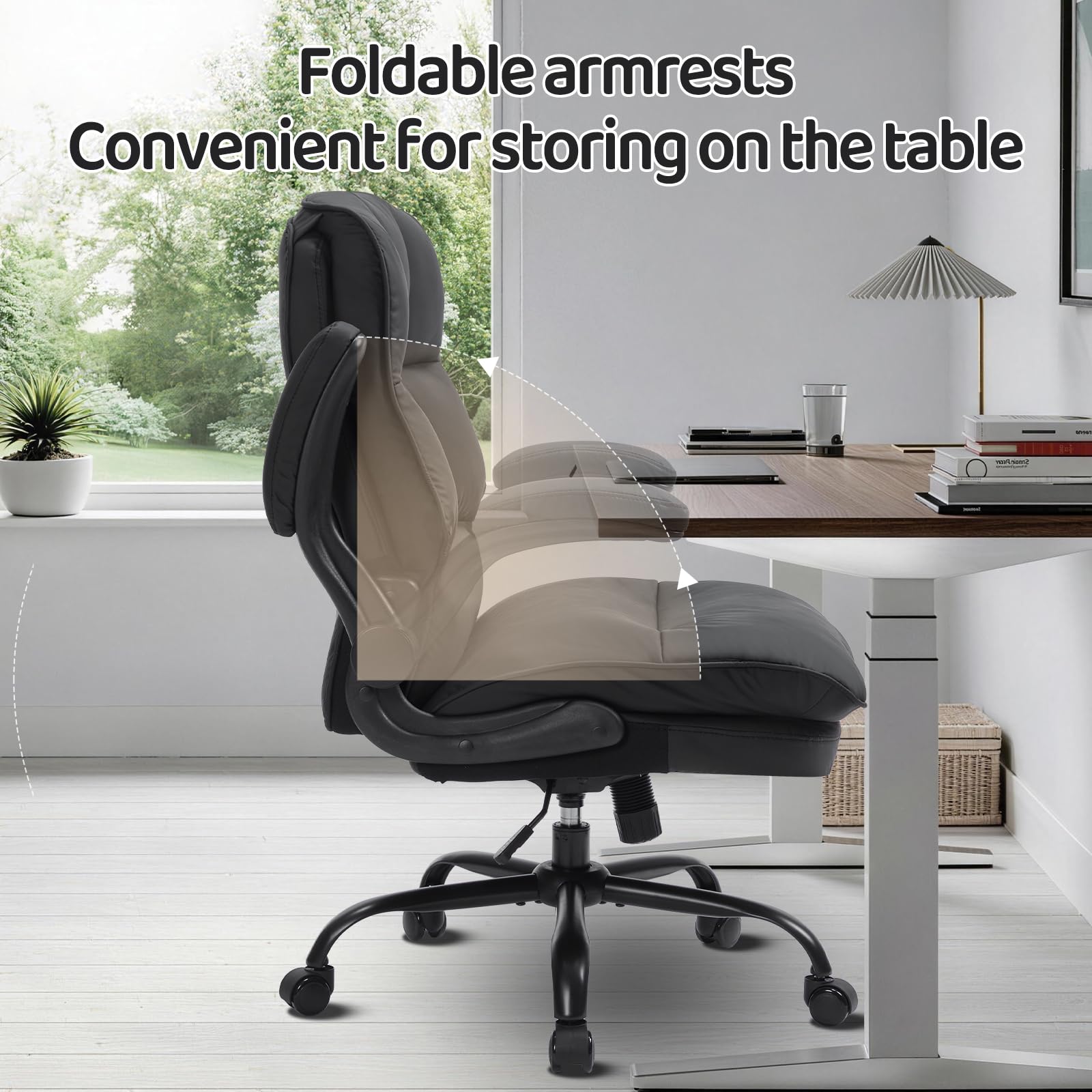 Comfy Office Chair Soft and Double Cushioned Ergonomic Computer Desk Chair, 27.55" x 27.55" x 42.15", Black